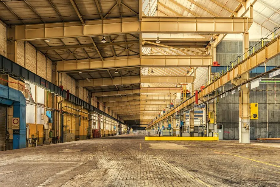 Interior of a large steel framed industrial building