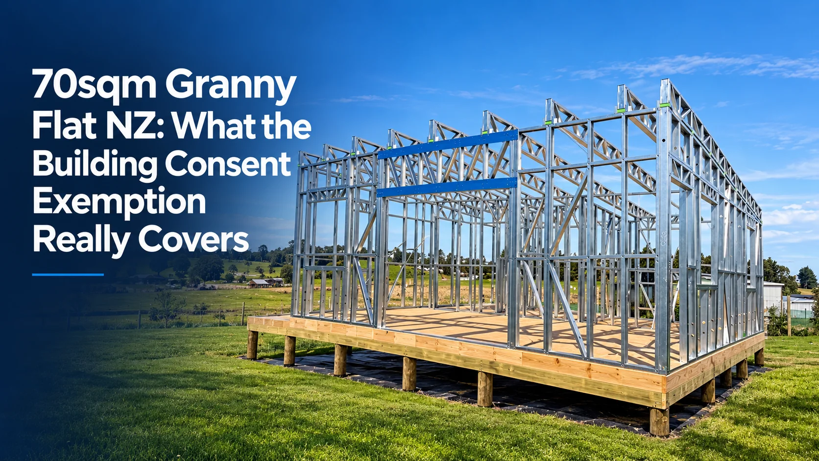 70sqm granny flat steel frame under construction in New Zealand